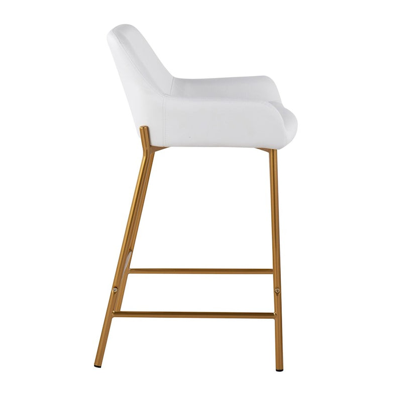 LumiSource Daniella Counter Stool, Set of 2, Gold/White