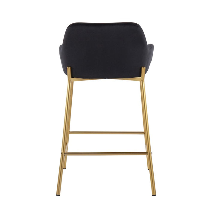 LumiSource Daniella Counter Stool, Set of 2, Gold/Black Velvet