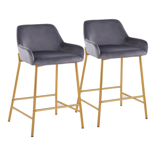 LumiSource Daniella Counter Stool, Set of 2, Gold/Silver - B24-DNLA2AUVSV2