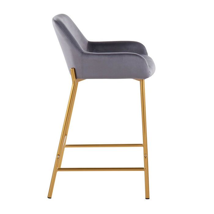 LumiSource Daniella Counter Stool, Set of 2, Gold/Silver