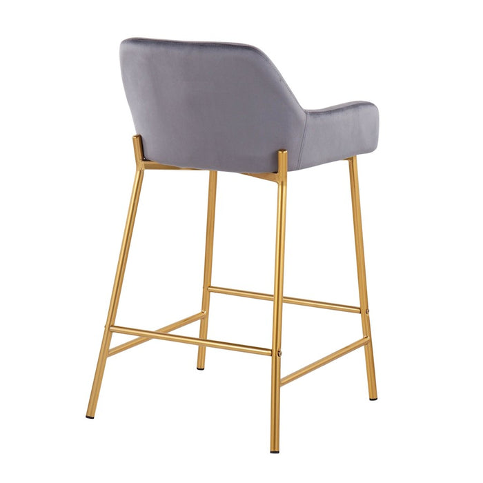 LumiSource Daniella Counter Stool, Set of 2, Gold/Silver
