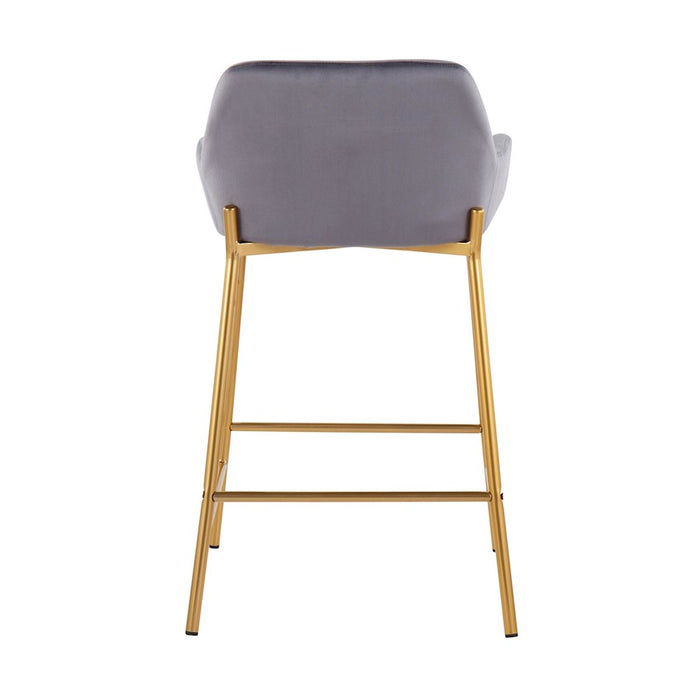 LumiSource Daniella Counter Stool, Set of 2, Gold/Silver