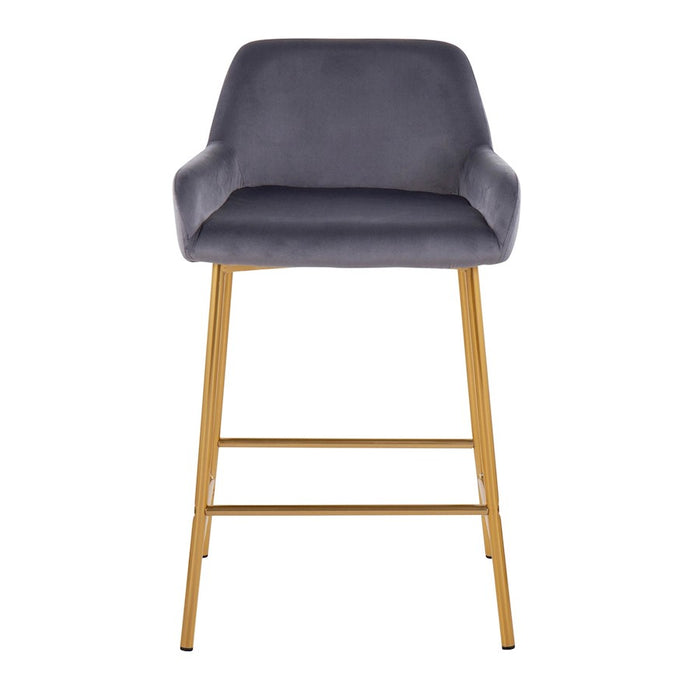 LumiSource Daniella Counter Stool, Set of 2, Gold/Silver