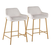 LumiSource Daniella Counter Stool, Set of 2, Gold/White Velvet - B24-DNLA2AUVW2