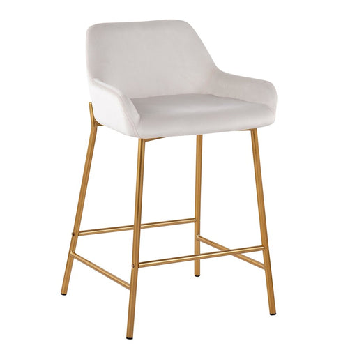 LumiSource Daniella Counter Stool, Set of 2, Gold/White Velvet