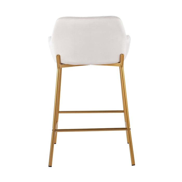 LumiSource Daniella Counter Stool, Set of 2, Gold/White Velvet