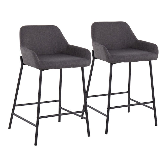 LumiSource Daniella Counter Stool, Set of 2, Black/Charcoal - B24-DNLA2BKCHAR2