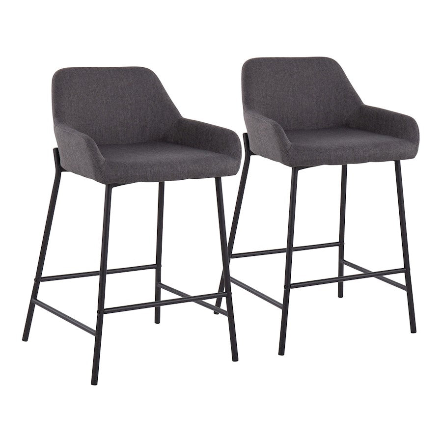 LumiSource Daniella Counter Stool, Set of 2, Black/Charcoal - B24-DNLA2BKCHAR2