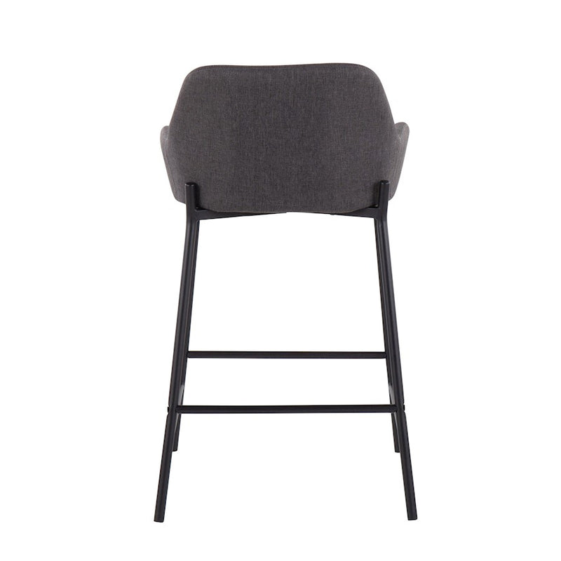 LumiSource Daniella Counter Stool Set of 2 | Black Metal & Charcoal Fabric | Industrial Kitchen Island & Breakfast Bar | Model B24-DNLA2BKCHAR2