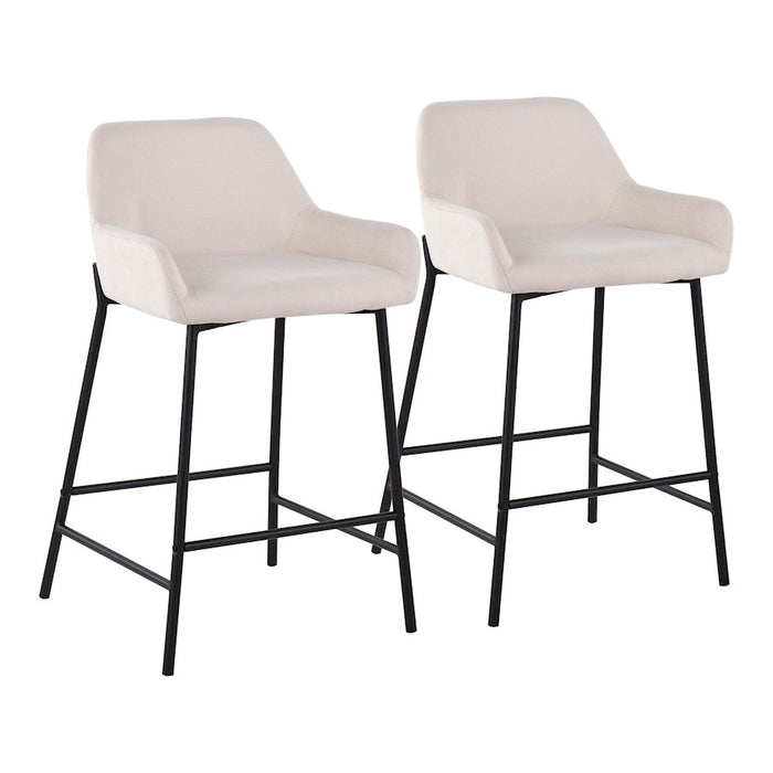 LumiSource Daniella Counter Stool, Set of 2, Black/Cream - B24-DNLA2BKCR2