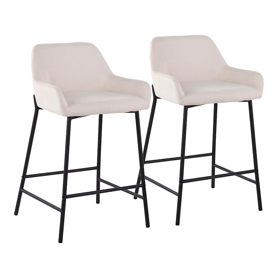 LumiSource Daniella Counter Stool, Set of 2, Black/Cream - B24-DNLA2BKCR2