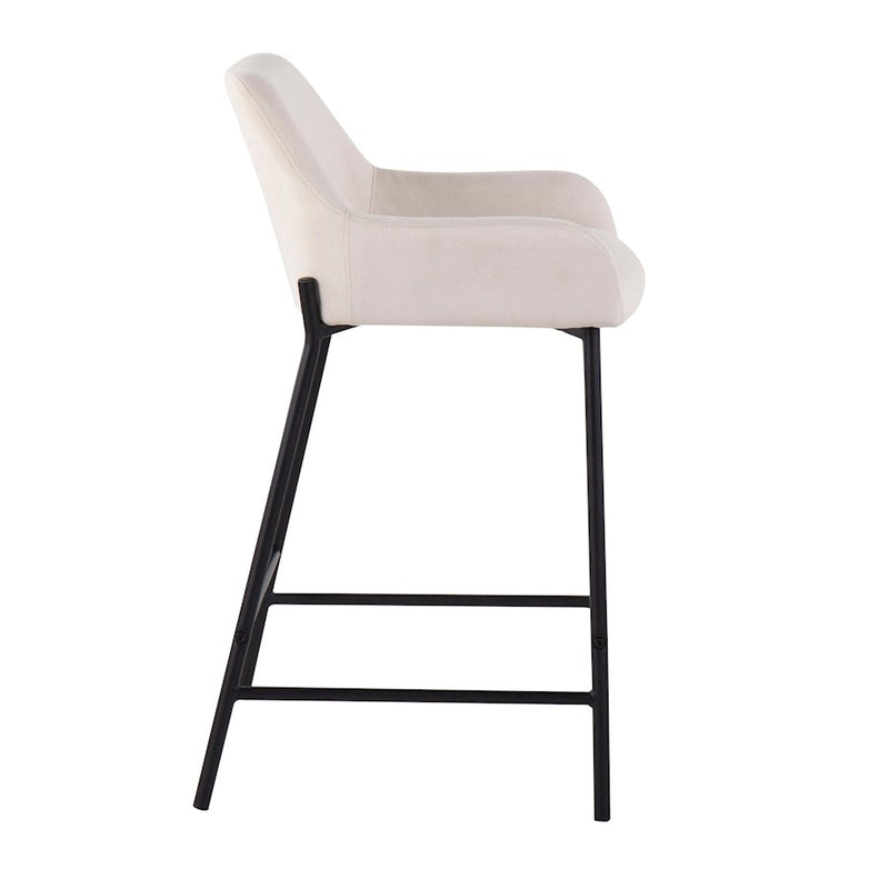 LumiSource Daniella Counter Stool, Set of 2, Black/Cream