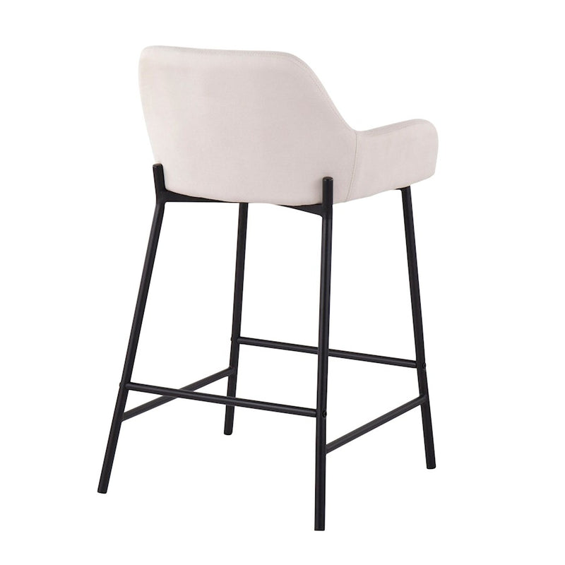 LumiSource Daniella Counter Stool, Set of 2, Black/Cream
