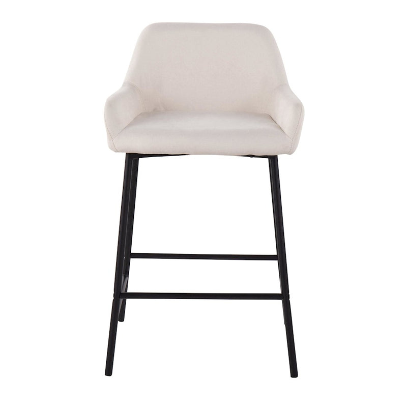 LumiSource Daniella 33in Counter Stool Set of 2 | Industrial Black Metal and Cream Fabric | Kitchen Island & Breakfast Bar | Model B24-DNLA2BKCR2