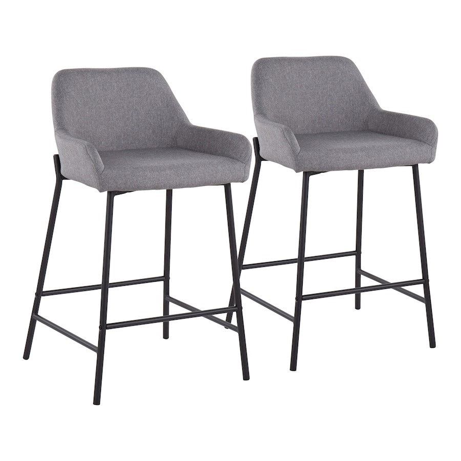 LumiSource Daniella Counter Stool, Set of 2, Black/Grey Fabric - B24-DNLA2BKGY2
