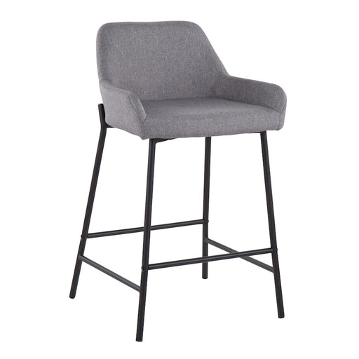 LumiSource Daniella Counter Stool, Set of 2, Black/Grey Fabric