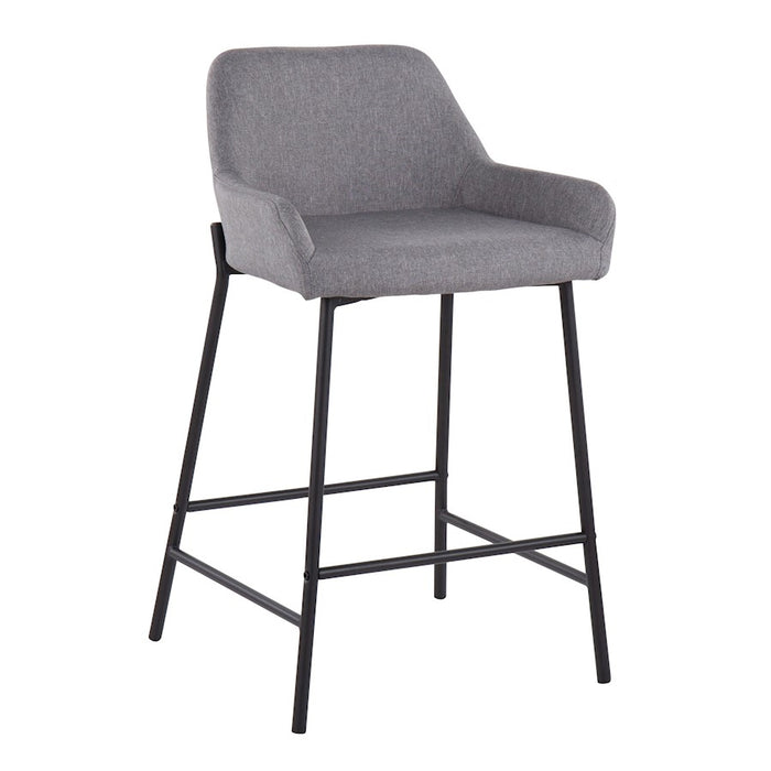 LumiSource Daniella Counter Stool, Set of 2, Black/Grey Fabric