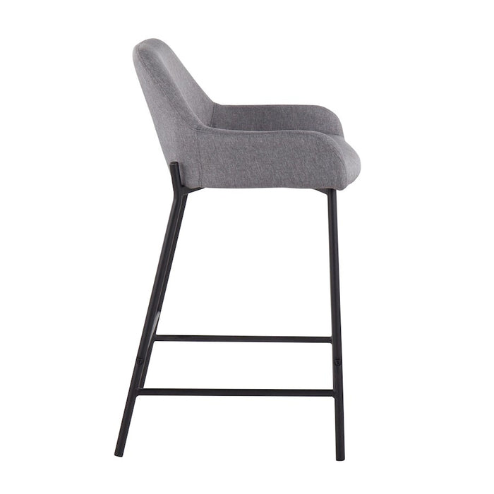 LumiSource Daniella Counter Stool, Set of 2, Black/Grey Fabric
