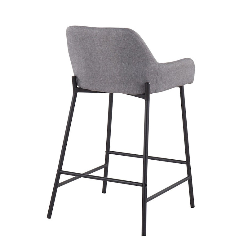 LumiSource Daniella Counter Stool, Set of 2, Black/Grey Fabric