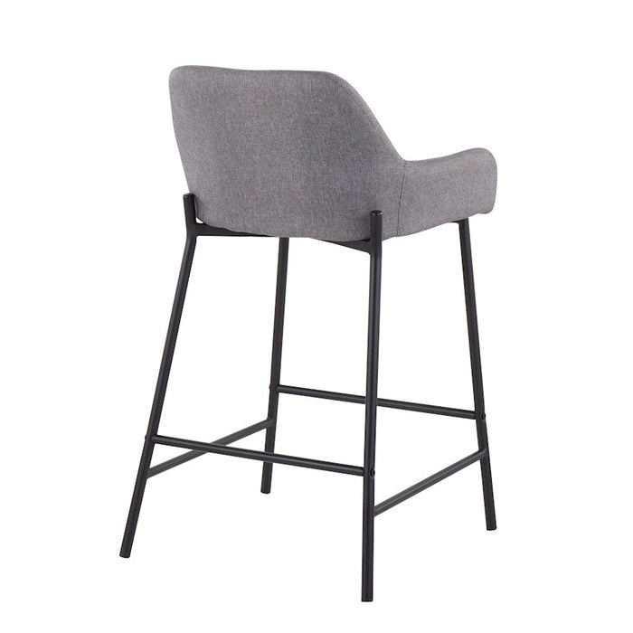 LumiSource Daniella Counter Stool, Set of 2, Black/Grey Fabric