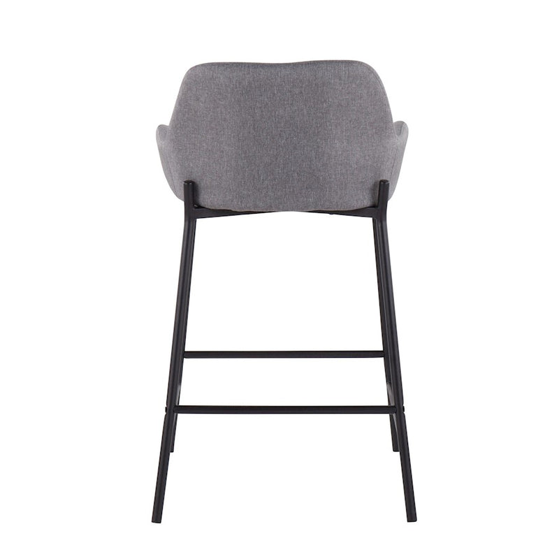 LumiSource Daniella Counter Stool, Set of 2, Black/Grey Fabric