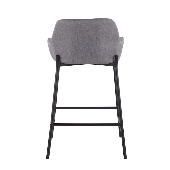 LumiSource Daniella Counter Stool, Set of 2, Black/Grey Fabric