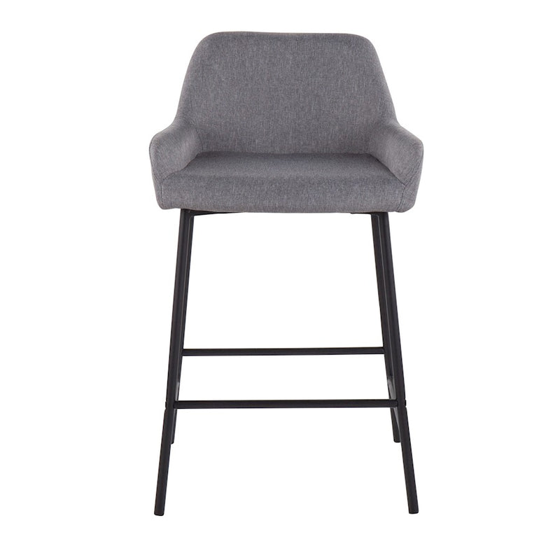 LumiSource Daniella Counter Stool, Set of 2, Black/Grey Fabric