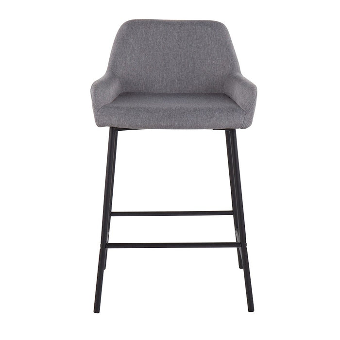 LumiSource Daniella Counter Stool, Set of 2, Black/Grey Fabric