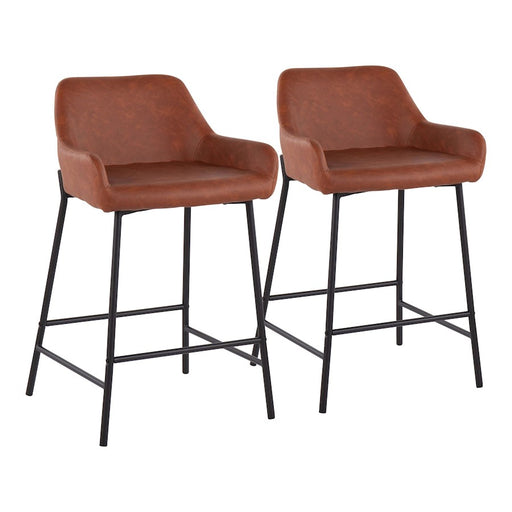 LumiSource Daniella Counter Stool, Set of 2, Black/Camel - B24-DNLA2BKPUCAM2