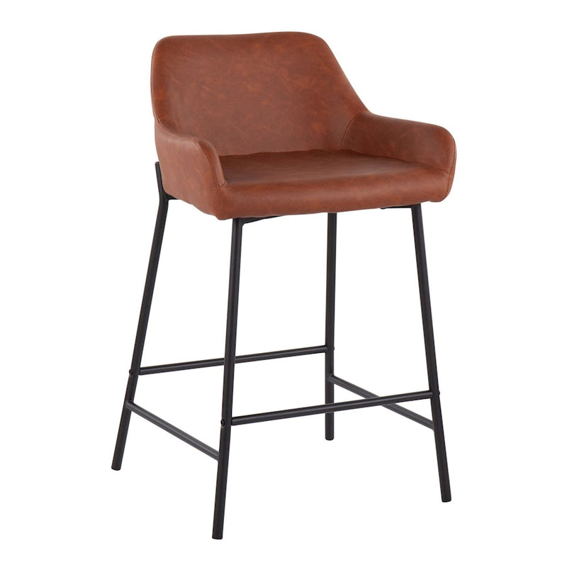 LumiSource Daniella Counter Stool, Set of 2, Black/Camel