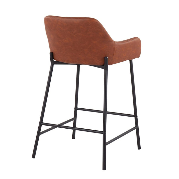 LumiSource Daniella Counter Stool, Set of 2, Black/Camel