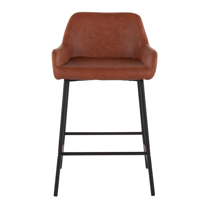 LumiSource Daniella Counter Stool, Set of 2, Black/Camel