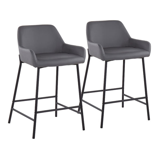 LumiSource Daniella Counter Stool, Set of 2, Black/Grey - B24-DNLA2BKPUGY2