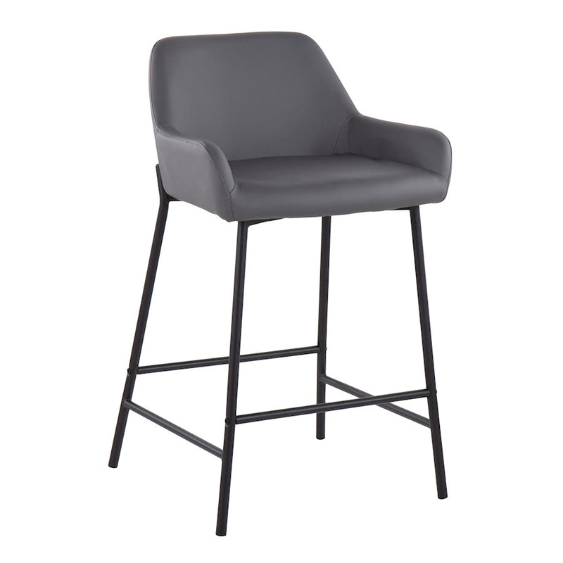 LumiSource Daniella Counter Stool, Set of 2, Black/Grey