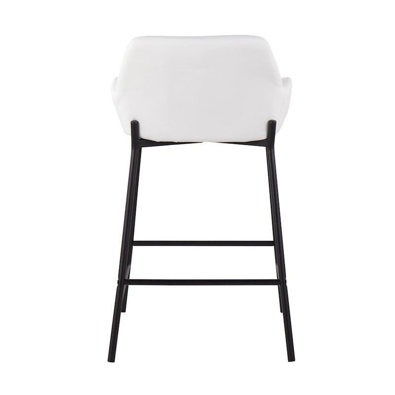 LumiSource Daniella 33in Counter Stool Set of 2 | Industrial Black Metal and White PU | Kitchen Island & Breakfast Bar | Model B24-DNLA2BKPUW2