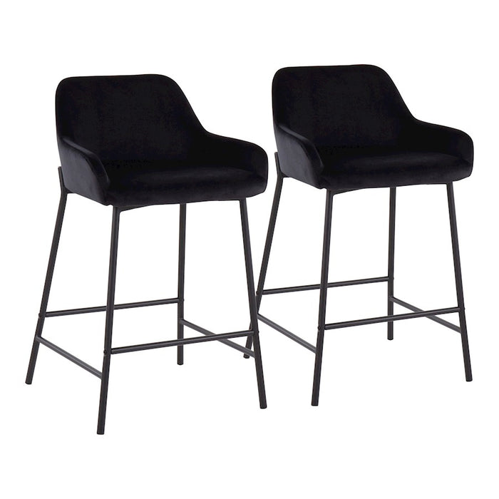 LumiSource Daniella Counter Stool, Set of 2, Black/Black - B24-DNLA2BKVBK2