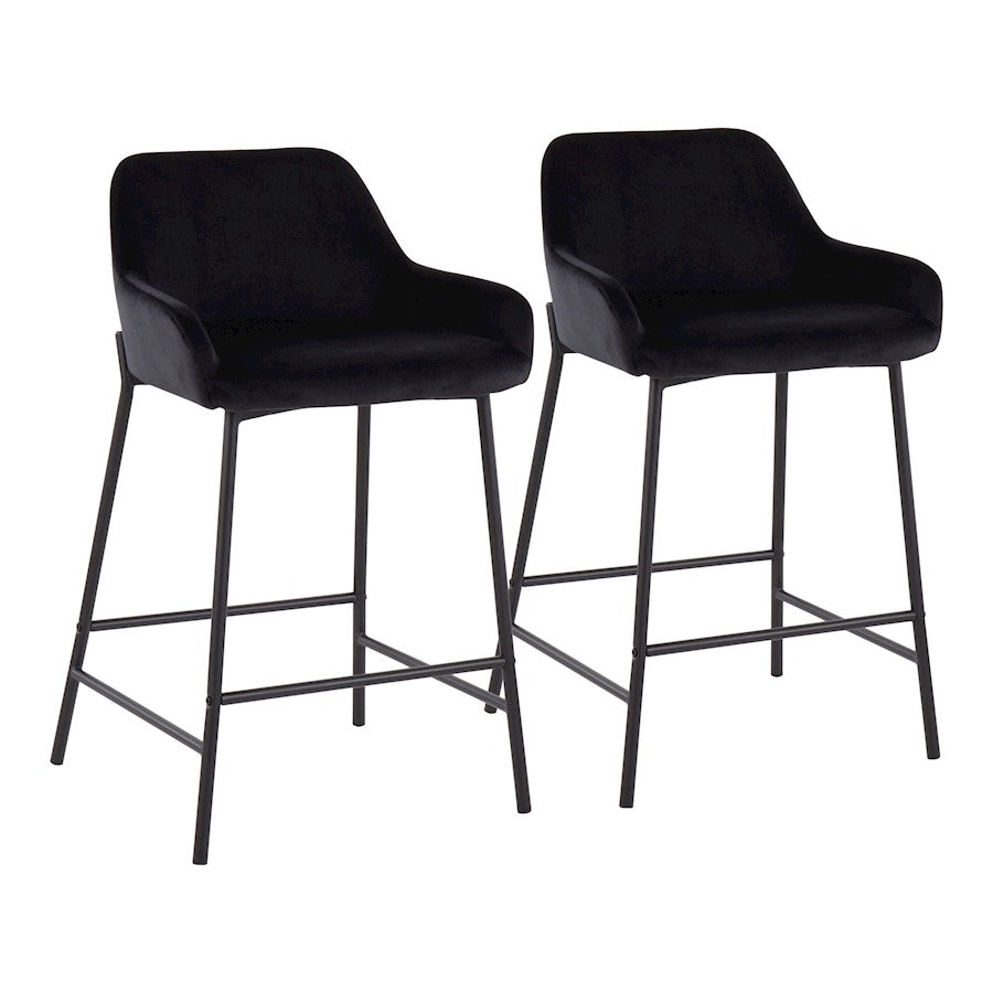 LumiSource Daniella Counter Stool, Set of 2, Black/Black - B24-DNLA2BKVBK2
