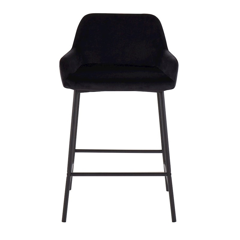 LumiSource Daniella 24.5in Counter Stool Set of 2 | Industrial Black Metal and Black Velvet | Kitchen Island & Breakfast Bar | Model B24-DNLA2BKVBK2