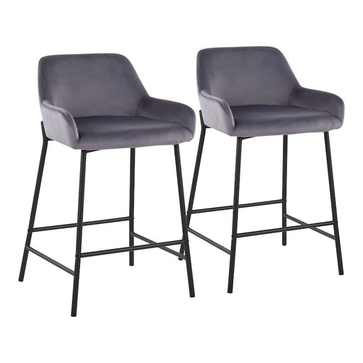 LumiSource Daniella Counter Stool, Set of 2, Black/Silver - B24-DNLA2BKVSV2