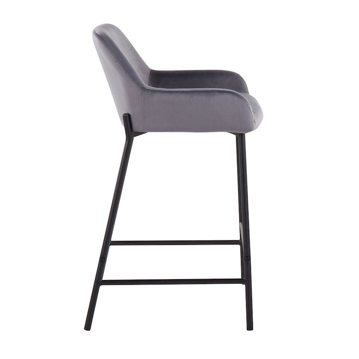 LumiSource Daniella Counter Stool, Set of 2, Black/Silver