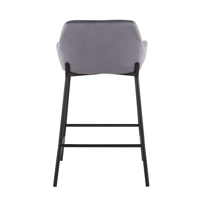 LumiSource Daniella Counter Stool, Set of 2, Black/Silver