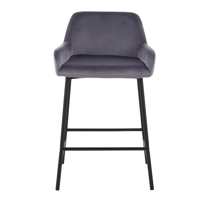 LumiSource Daniella Counter Stool, Set of 2, Black/Silver