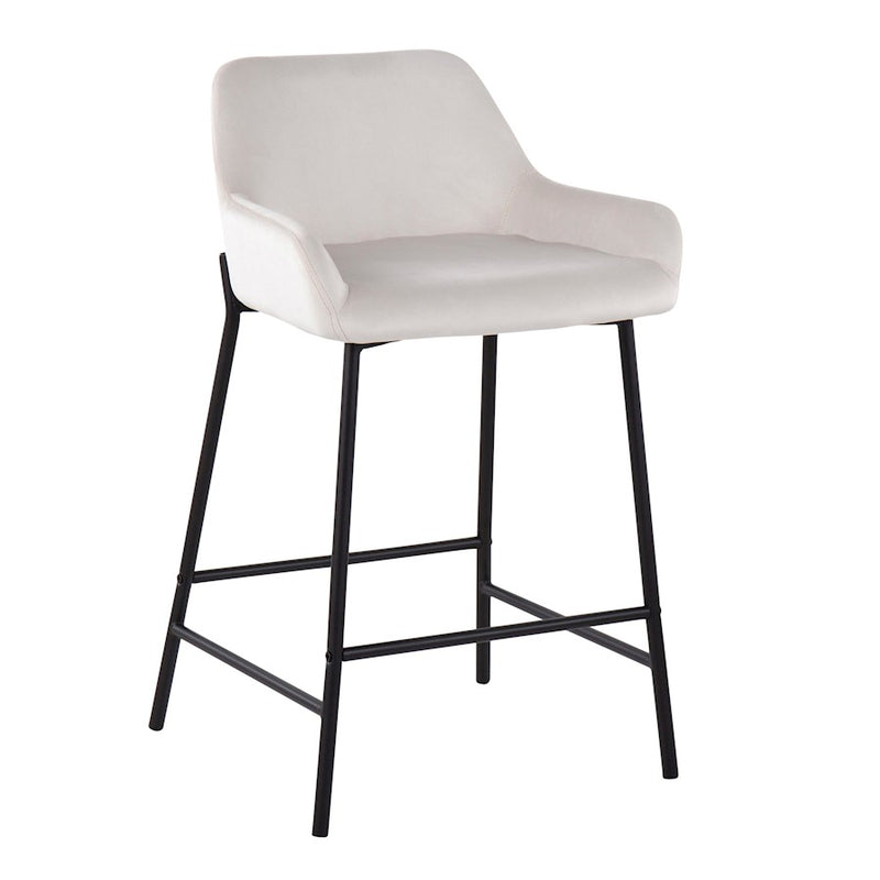 LumiSource Daniella Counter Stool, Set of 2, Black/White Velvet