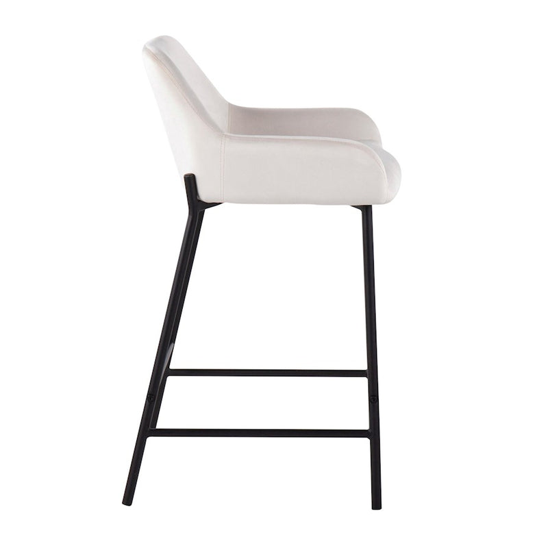 LumiSource Daniella Counter Stool, Set of 2, Black/White Velvet