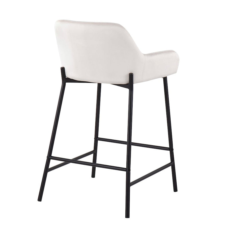 LumiSource Daniella Counter Stool, Set of 2, Black/White Velvet
