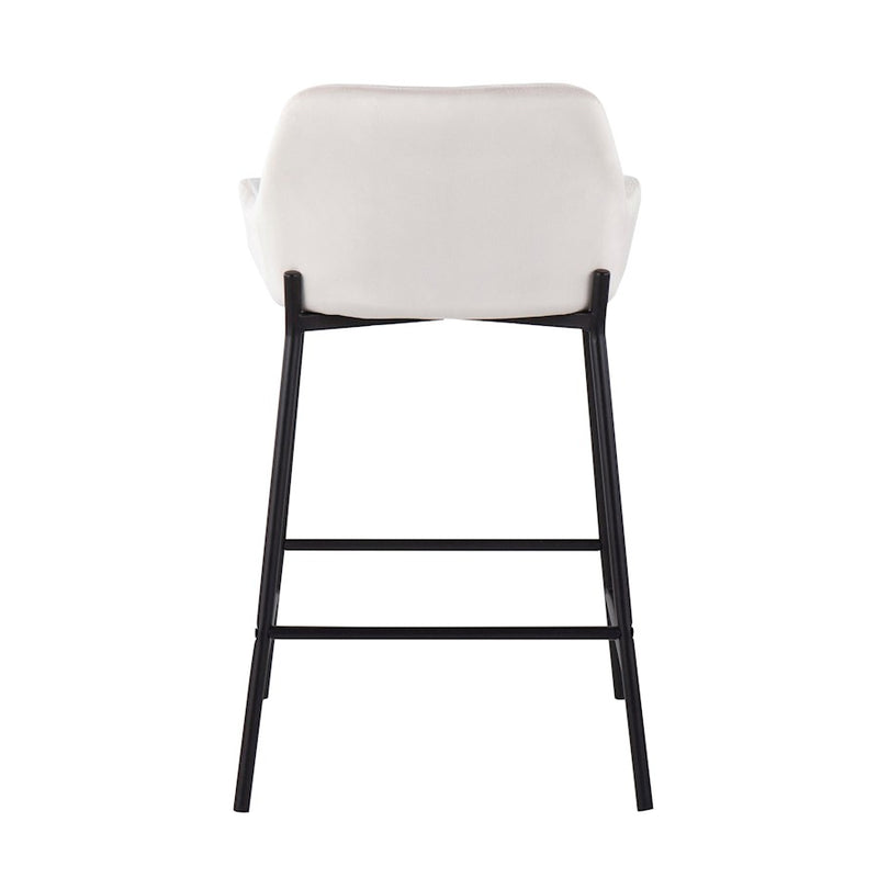 LumiSource Daniella Counter Stool, Set of 2, Black/White Velvet