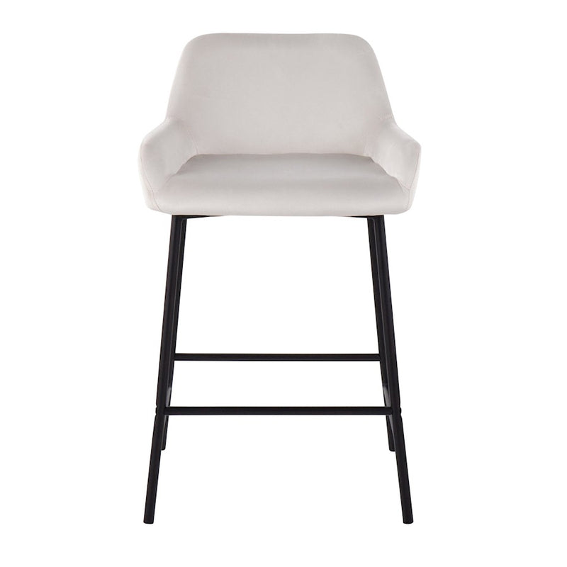 LumiSource Daniella Counter Stool, Set of 2, Black/White Velvet