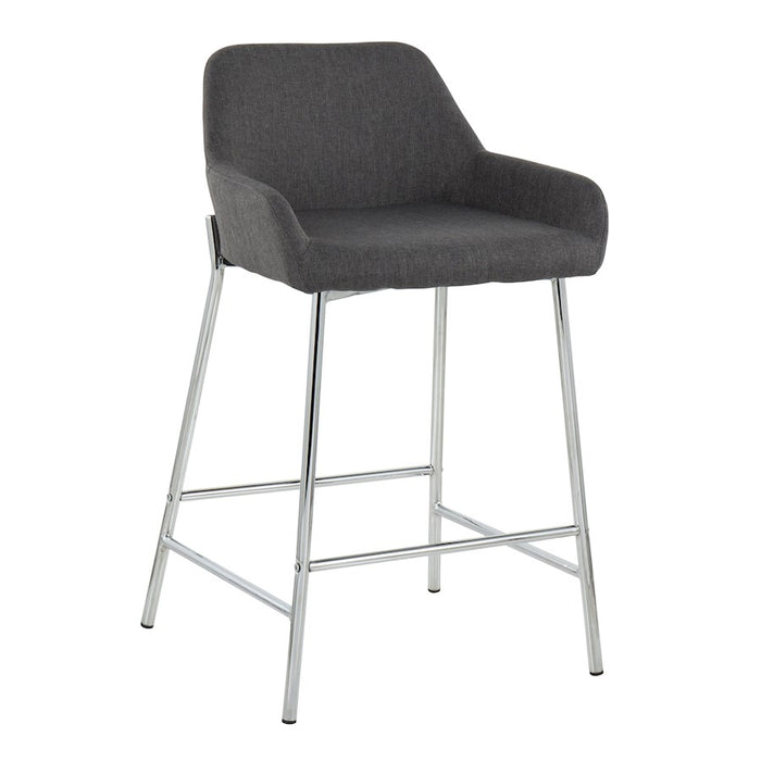 LumiSource Daniella Counter Stool, Set of 2, Chrome/Charcoal