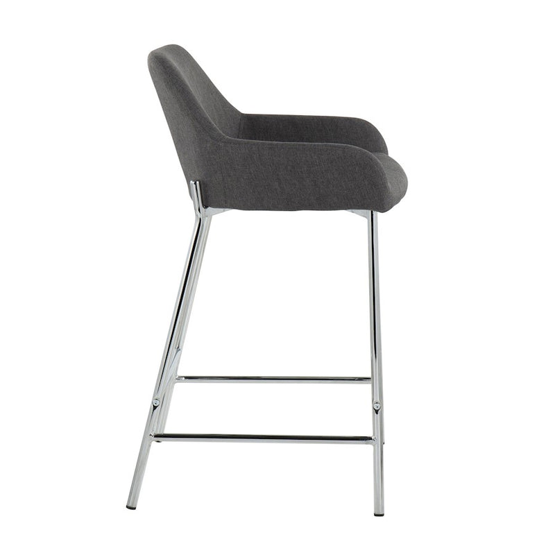 LumiSource Daniella Counter Stool, Set of 2, Chrome/Charcoal