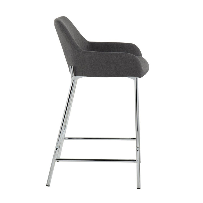 LumiSource Daniella Counter Stool, Set of 2, Chrome/Charcoal